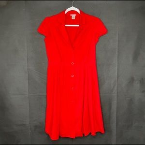 True People Red button front collared midi dress S